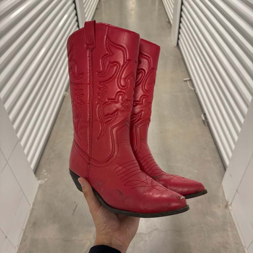 Soda Red Cowboy Boots Western Core Pointed Toe